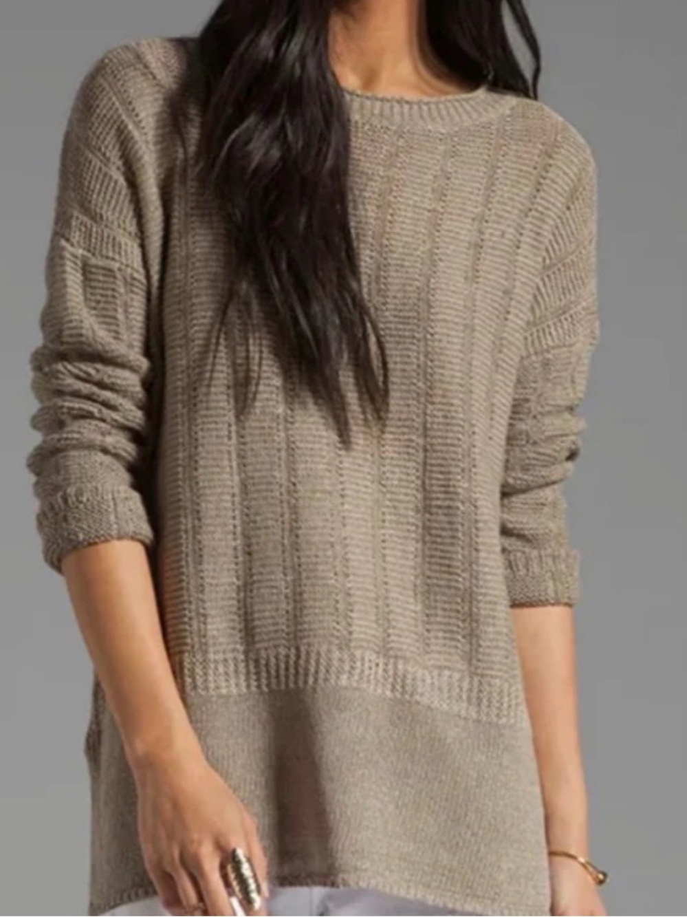 Vince Beige Crochet Knit Sweater Size Small